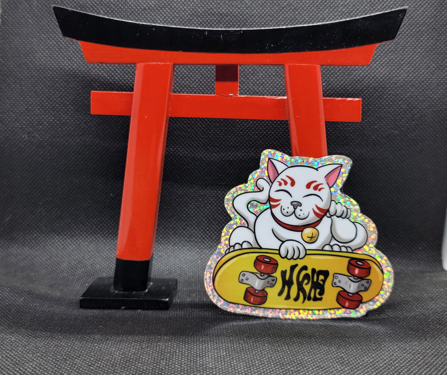 Lucky Neko Skater sticker.